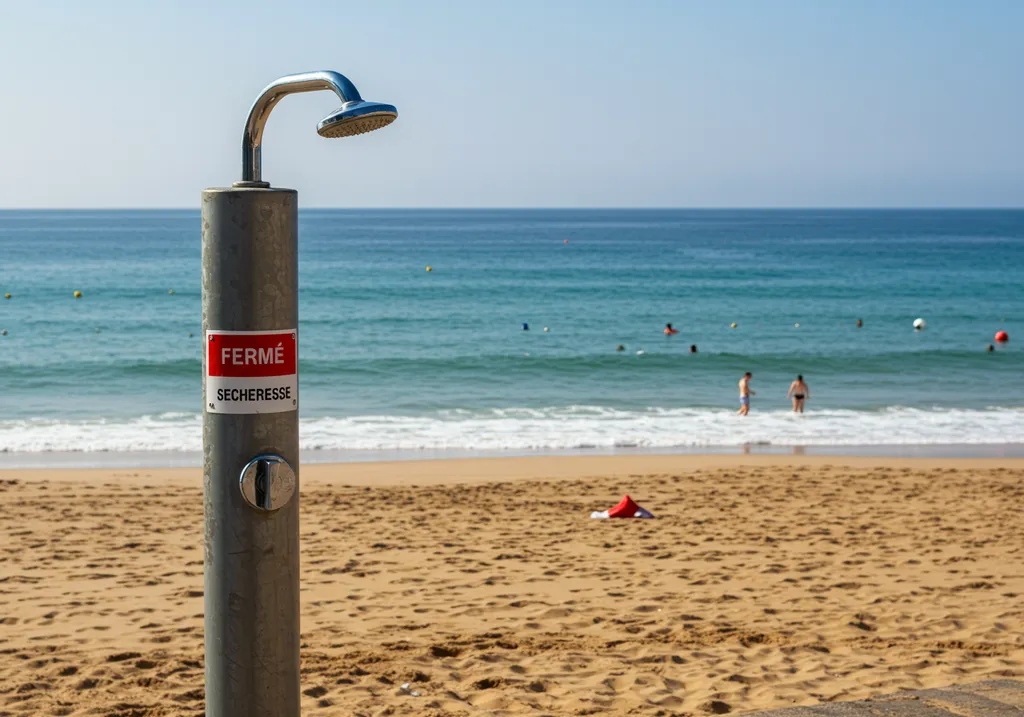 Douche de plage fermée pour sécheresse